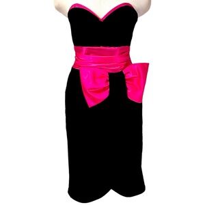 Black Velvet Pink Satin Saks Fifth Ave ILGWU Vintage Dress